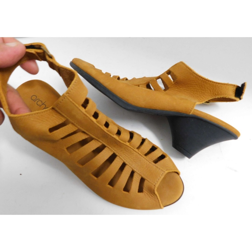 Arche Exor Tan Grigio Nubuck Comfort Wedge Sandal Women Size 38 $390